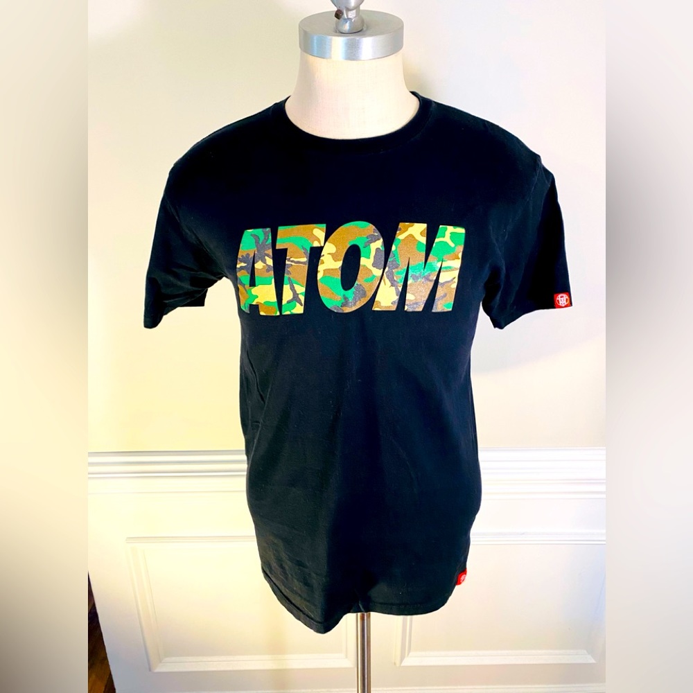 Men ATOMIC Camo SZ Medium Black and Green T Shirt(100)